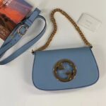 Gucci Women GG Blondie Mini Bag Light Blue Leather Round Interlocking G - Bild 2
