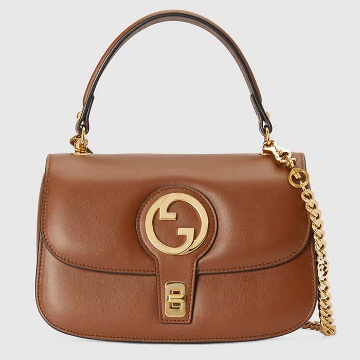 Gucci Women GG Blondie Small Top Handle Bag Cuir Leather Round Interlocking G