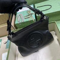 Gucci Women GG Blondie Small Tote Bag Black Leather Round Interlocking G (1)