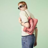 Gucci Women GG Blondie Small Tote Bag Pink Leather Round Interlocking G (1)