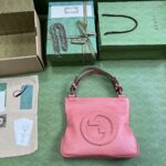 Gucci Women GG Blondie Small Tote Bag Pink Leather Round Interlocking G - Image 10
