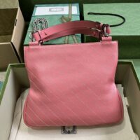 Gucci Women GG Blondie Small Tote Bag Pink Leather Round Interlocking G (1)