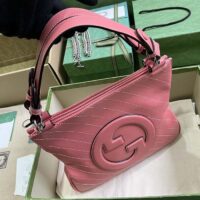 Gucci Women GG Blondie Small Tote Bag Pink Leather Round Interlocking G (1)