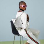 Gucci Women GG Blondie Small Tote Bag Silver Lamé Leather Round Interlocking G – Image 12