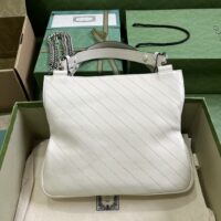 Gucci Women GG Blondie Small Tote Bag White Leather Round Interlocking G (2)