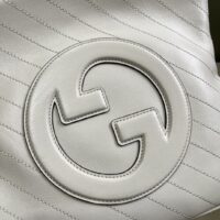 Gucci Women GG Blondie Small Tote Bag White Leather Round Interlocking G (2)