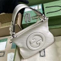 Gucci Women GG Blondie Small Tote Bag White Leather Round Interlocking G (2)