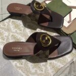 Gucci Women GG Blondie Thong Sandal Beige Ebony GG Supreme Canvas - Image 2