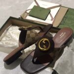 Gucci Women GG Blondie Thong Sandal Beige Ebony GG Supreme Canvas - Image 6