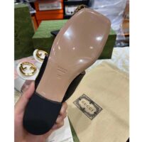 Gucci Women GG Blondie Thong Sandal Black Leather Round Interlocking G 1.5 CM Heel (4)
