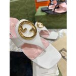 Gucci Women GG Blondie Thong Sandal White Leather Round Interlocking G 1.5 CM Heel - Image 6