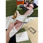 Gucci Women GG Blondie Thong Sandal White Leather Round Interlocking G 1.5 CM Heel - Image 4