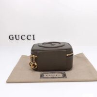 Gucci Women GG Blondie Top Handle Bag Brown Leather Round Interlocking G (1)