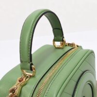 Gucci Women GG Blondie Top Handle Bag Light Green Leather Round Interlocking G (3)