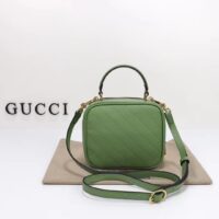 Gucci Women GG Blondie Top Handle Bag Light Green Leather Round Interlocking G (3)