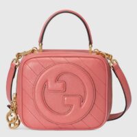 Gucci Women GG Blondie Top Handle Bag Pink Leather Round Interlocking G (10)