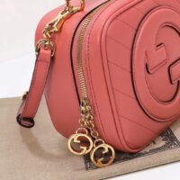 Gucci Women GG Blondie Top Handle Bag Pink Leather Round Interlocking G (10)