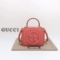 Gucci Women GG Blondie Top Handle Bag Pink Leather Round Interlocking G (10)