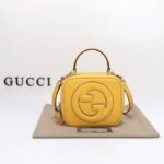 Gucci Women GG Blondie Top Handle Bag Yellow Leather Round Interlocking G - Imagen 2