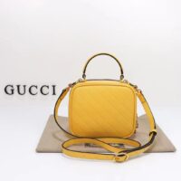 Gucci Women GG Blondie Top Handle Bag Yellow Leather Round Interlocking G (2)