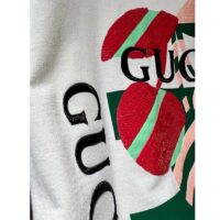 Gucci Women GG Cotton Jersey Printed T-Shirt Off White Cherry Sequin Embroidery (7)