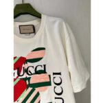 Gucci Men GG Cotton Jersey Printed T-Shirt Off White Cherry Sequin Embroidery - Imagen 9