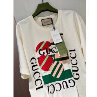 Gucci Women GG Cotton Jersey Printed T-Shirt Off White Cherry Sequin Embroidery (7)