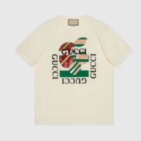 Gucci Women GG Cotton Jersey Printed T-Shirt Off White Cherry Sequin Embroidery (7)