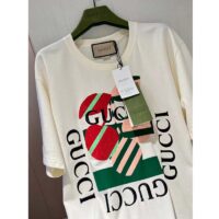 Gucci Women GG Cotton Jersey Printed T-Shirt Off White Cherry Sequin Embroidery (7)