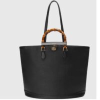 Gucci Women GG Diana Large Tote Bag Black Leather Double G (3)