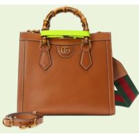 Gucci Women GG Diana Small Tote Bag Brown Leather Double G (10)