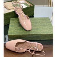 Gucci Women GG Double G Ballet Flat Light Pink Patent leather Square Toe (6)