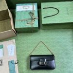 Gucci Women GG Horsebit 1955 Mini Bag Black Leather Horsebit Flap Closure - immagine 8