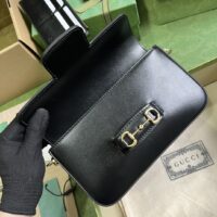 Gucci Women GG Horsebit 1955 Mini Bag Black Leather Horsebit Flap Closure (1)