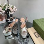 Gucci Women GG Horsebit Platform Sandal Gold Silver Metallic Leather High 13 CM Heel - Imagen 6