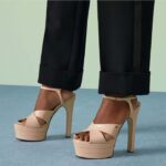 Gucci Women GG Horsebit Platform Sandal Light Pink Leather High 13 CM Heel - Bild 11