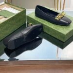 Gucci Women GG Interlocking G Ballet Flat Black Leather Python Print Leather Bow - immagine 11