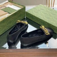 Gucci Women GG Interlocking G Ballet Flat Black Leather Python Print Leather Bow (2)