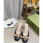 Gucci Women GG Interlocking G Mule Black Leather Square Toe Leather Mid-Heel - immagine 4