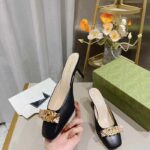 Gucci Women GG Interlocking G Mule Black Leather Square Toe Leather Mid-Heel - immagine 6