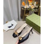 Gucci Women GG Interlocking G Mule Black Leather Square Toe Leather Mid-Heel - immagine 5