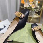 Gucci Women GG Interlocking G Mule Black Leather Square Toe Leather Mid-Heel - immagine 9