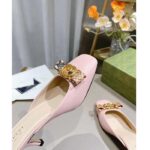 Gucci Women GG Interlocking G Mule Pink Leather Square Toe Leather Mid-Heel – Bild 7