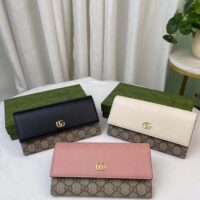 Gucci Women GG Marmont Leather Continental Wallet Beige Ebony GG Supreme Canvas (5)