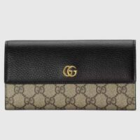 Gucci Women GG Marmont Leather Continental Wallet Beige Ebony GG Supreme Canvas (5)