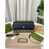 Gucci Women GG Marmont Leather Continental Wallet Beige Ebony GG Supreme Canvas (5)