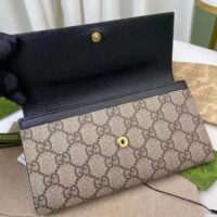 Gucci Women GG Marmont Leather Continental Wallet Beige Ebony GG Supreme Canvas (5)