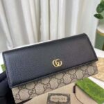 Gucci Women GG Marmont Leather Continental Wallet Beige Ebony GG Supreme Canvas - Image 3