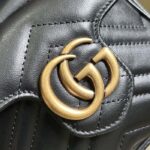 Gucci Women GG Marmont Mini Bucket Bag Black Matelassé Chevron Leather Double G - Image 9
