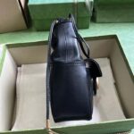 Gucci Women GG Marmont Mini Bucket Bag Black Matelassé Chevron Leather Double G - Image 6
